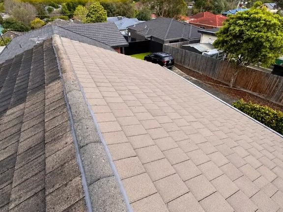 The same roof after pressure washing